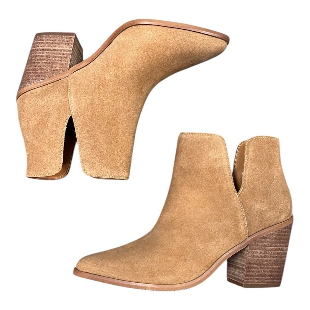 Lisa Vicky Saddle Split Beige Kicky Suede Bootie 7.5